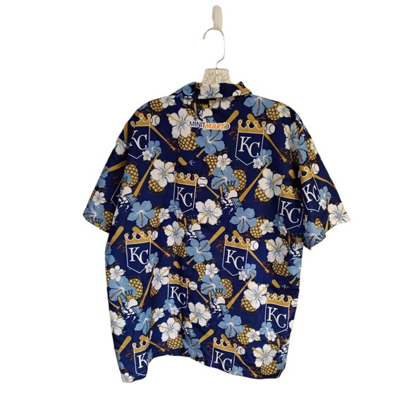 Kansas City Royals Men's Size M Minit Mart Blue Hawaiian MLB Stadium Shirt - Picture 2 of 9